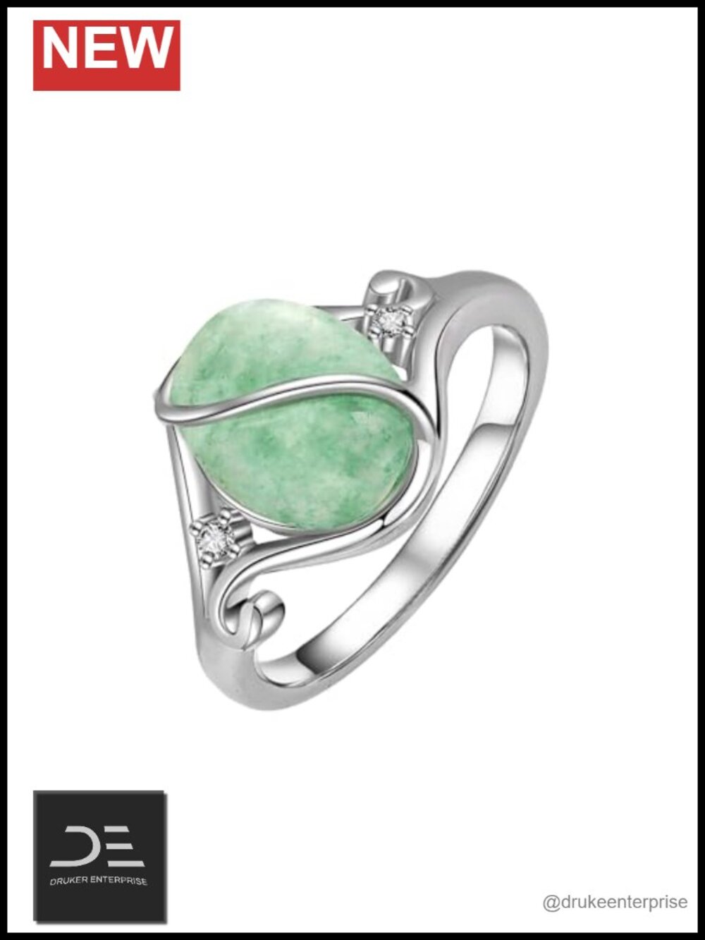 Vintage Oval Jade Ring Sterling Silver Statement Jewelry Gift for Women
